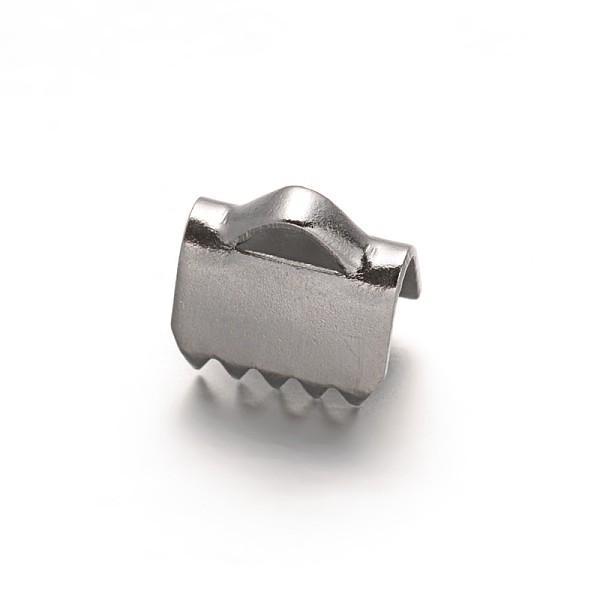 

PandaHall 304 Stainless Steel Ribbon Crimp Ends, Stainless Steel Color, 6x6.5mm, Hole: 2.5x1.5mm 304 Stainless Steel