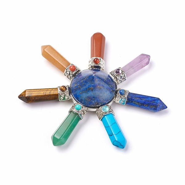 

PandaHall Chakra Jewelry, Natural & Synthetic Mixed Stone Pyramid Home Display Decorations, with Brass Findings and Natural Lapis Lazuli...