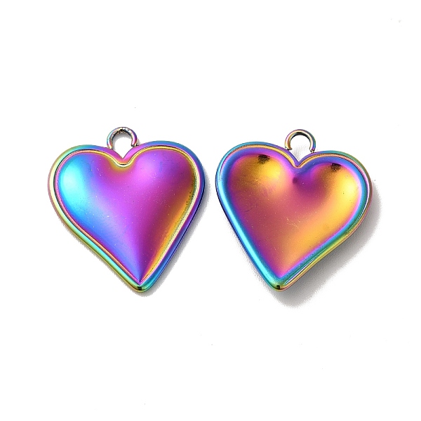 

PandaHall Ion Plating(IP) 304 Stainless Steel Pendants, Heart Charm, Rainbow Color, 23x20x3mm, Hole: 2.5mm 304 Stainless Steel Heart