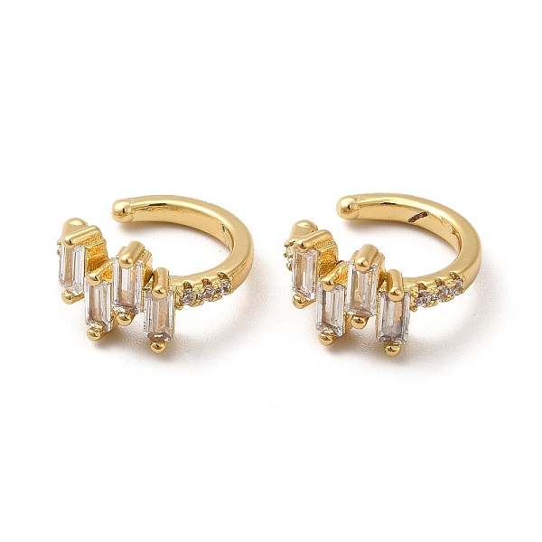 

PandaHall Rack Plating Brass Cubic Zirconia Cuff Earrings, Long-Lasting Plated Rectangle Jewelry for Women, Cadmium Free & Lead Free, Real..., Clear