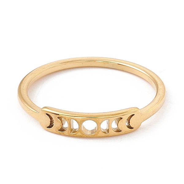 

PandaHall 304 Stainless Steel Moon Phase Finger Ring for Women, Golden, US Size 7 3/4(17.9mm) 304 Stainless Steel Moon