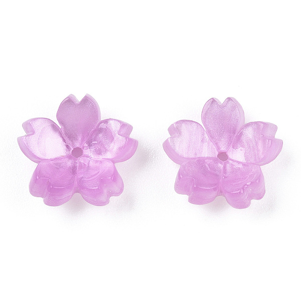 

PandaHall Cellulose Acetate(Resin) Bead Caps, 5-Petal, Sakura, Plum, 10.5x11x4.5mm, Hole: 1mm Cellulose Acetate Purple