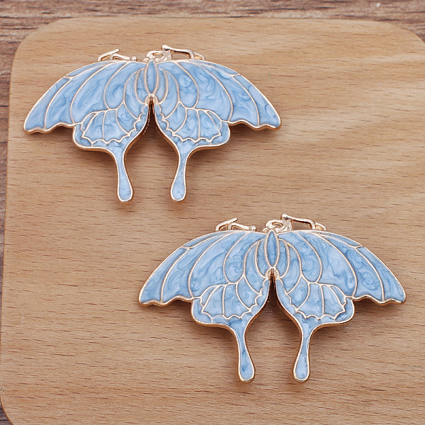 

PandaHall Alloy & Enamel Chandelier Component Links, Butterfly, Light Sky Blue, 59x39mm Alloy+Enamel Butterfly