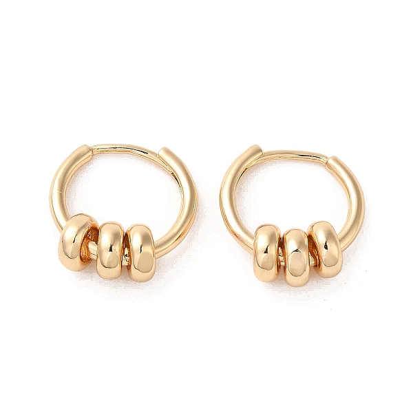 

PandaHall Brass Beaded Hoop Earrings, Light Gold, 13.5x6mm Brass