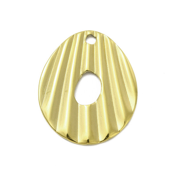 

PandaHall Textured 201 Stainless Steel Pendants, Golden, Oval, 21.5x17.5x1mm, Hole: 1.6mm 201 Stainless Steel Oval
