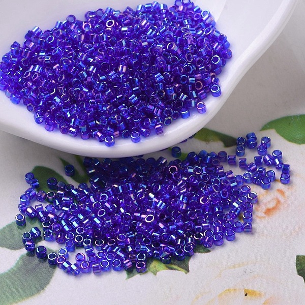 

PandaHall MIYUKI Delica Beads Small, Cylinder, Japanese Seed Beads, 15/0, (DBS0178) Transparent Cobalt AB, 1.1x1.3mm, Hole: 0.7mm, about..., Blue