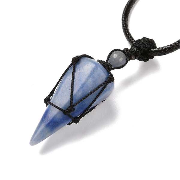 

PandaHall Natural Blue Aventurine Pendants Necklaces, with Waxed Cord and Nylon Cord, Cone, 31.18 inch~33 inch(79.2~84cm), 1.5~2mm Blue...