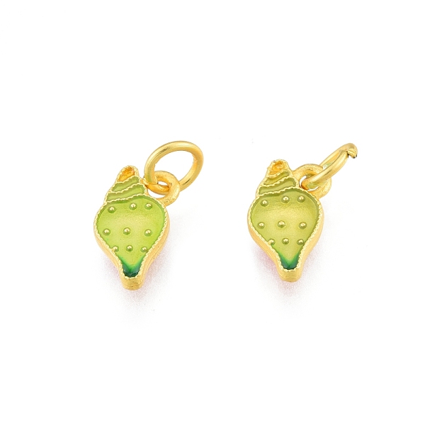 

PandaHall Alloy Enamel Charm, with Jump Rings, Matte Gold Color, Conch, Lime, 11x6x2mm, Hole: 3.6mm Alloy+Enamel Others Green
