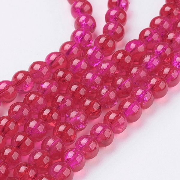 

PandaHall Crackle Glass Beads Strands, Round, FireBrick, 6mm, Hole: 1.3~1.6mm, 31.4 inch Glass Round Red