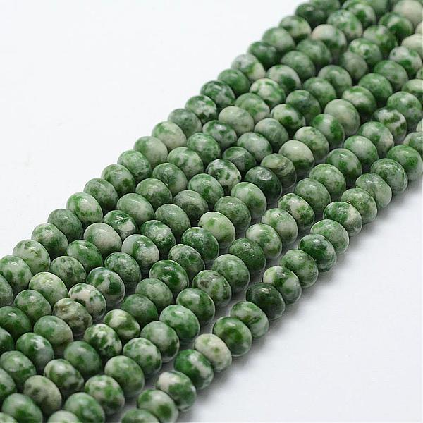 

PandaHall Natural Green Spot Jasper Beads Strands, Rondelle, 6x4mm, Hole: 1mm, about 96~97pcs/strand, 15.3 inch(39cm) Green Spot Jasper...