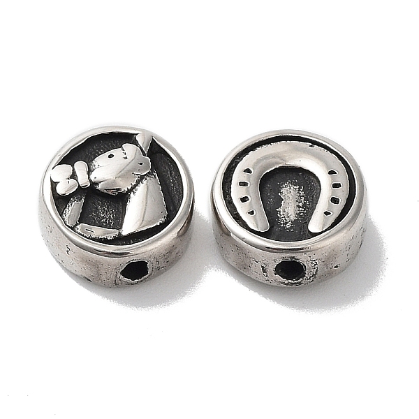 

PandaHall 304 Stainless Steel Beads, Flat Round and Horseshoe, Antique Silver, 10.5x5.5mm, Hole: 1.8mm 304 Stainless Steel Flat Round