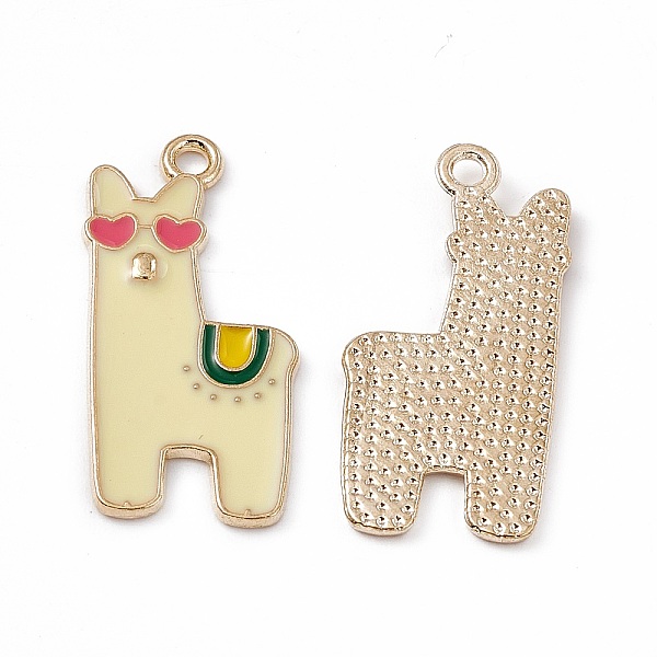 

PandaHall Alloy Enamel Pendants, Light Gold, Alpaca Charm, Light Gold, Light Khaki, 27.5x13x1mm, Hole: 1.8mm Alloy+Enamel Other Animal