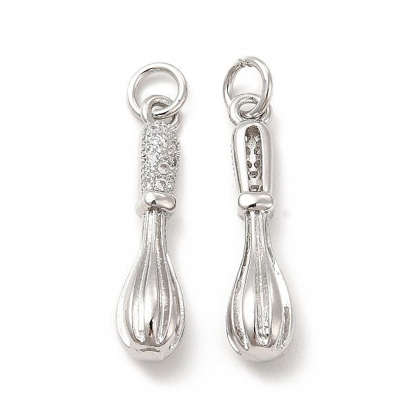 

PandaHall Rack Plating Brass Micro Pave Cubic Zirconia Pendants, Cadmium Free & Lead Free, Whisk Charm, with Jump Ring, Real Platinum Plated..., Clear