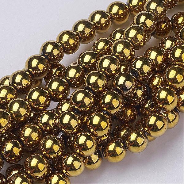 

PandaHall Non-Magnetic Synthetic Hematite Beads Strands, Round, Gold, 10mm, Hole: 1mm, about 42pcs/strand, 15.7 inch Non-magnetic Hematite...