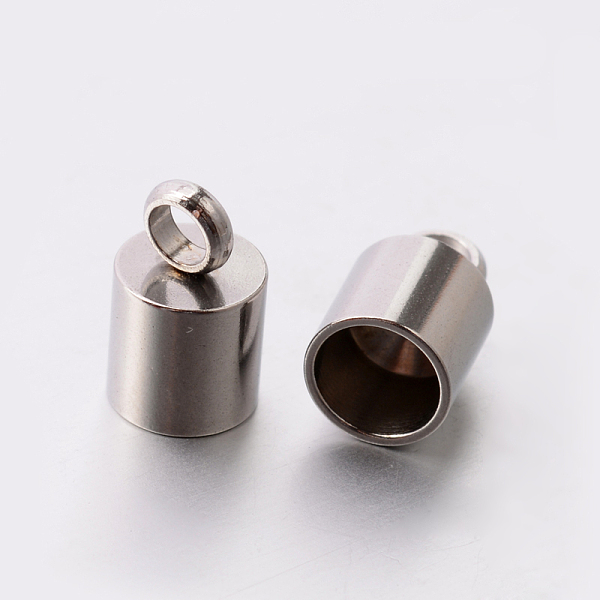 

PandaHall 201 Stainless Steel Cord Ends, End Caps, Column, Stainless Steel Color, 10x6mm, Hole: 2mm, 5mm inner diameter 201 Stainless Steel