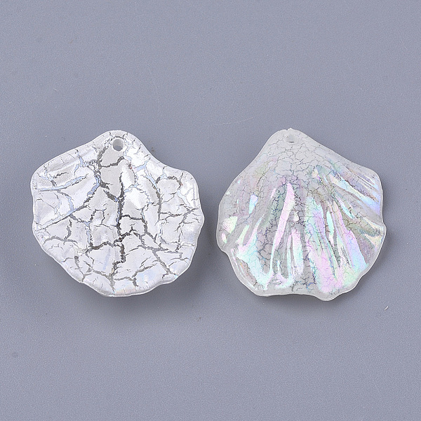 

PandaHall Acrylic Pendants, Crackle & AB Color, Petal, Creamy White, 31x27x7mm, Hole: 1.5mm Acrylic Flower