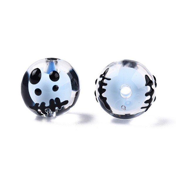

PandaHall Transparent Acrylic Enamel Beads, Bead in Bead, Round, Light Sky Blue, 14~15x13mm, Hole: 2mm Acrylic Round