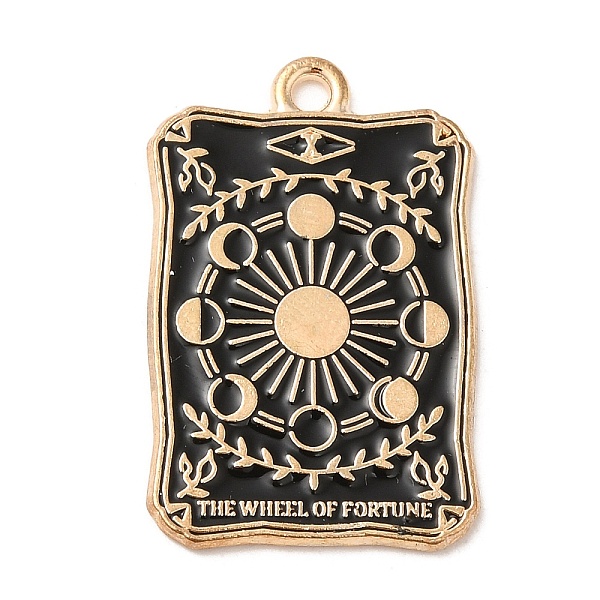 

PandaHall Alloy Pendants, with Enamel, Golden, Rectangle with Tarot Charm, Sun, 28x18x1.5mm, Hole: 1.8mm Alloy+Enamel Sun Black