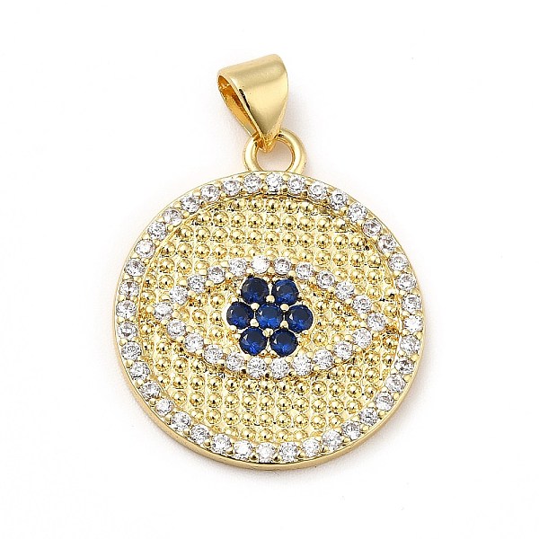 

PandaHall Brass Micro Pave Cubic Zirconia Pendants, Long-Lasting Plated, Real 18K Gold Plated, Flat Round with Eye, Colorful, 28x20x2mm..., Multicolor