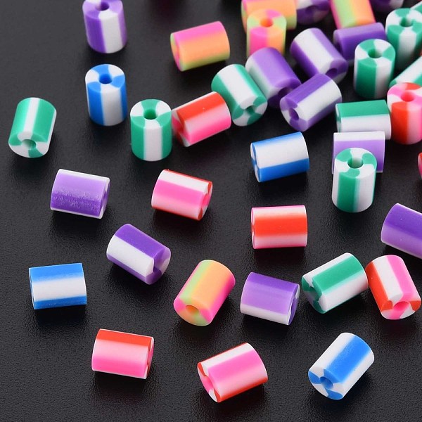 

PandaHall Fixed Mixed 5 Style Handmade Polymer Clay Beads, Column, Mixed Color, 5x3.5~7mm, Hole: 1.8mm Polymer Clay Column Multicolor
