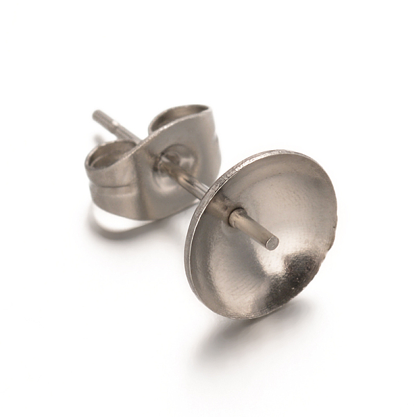 

PandaHall 304 Stainless Steel Stud Earring Settings, For Half Drilled Beads, Stainless Steel Color, 8mm, pin: 0.8mm, fit for 8mm rhinestone...