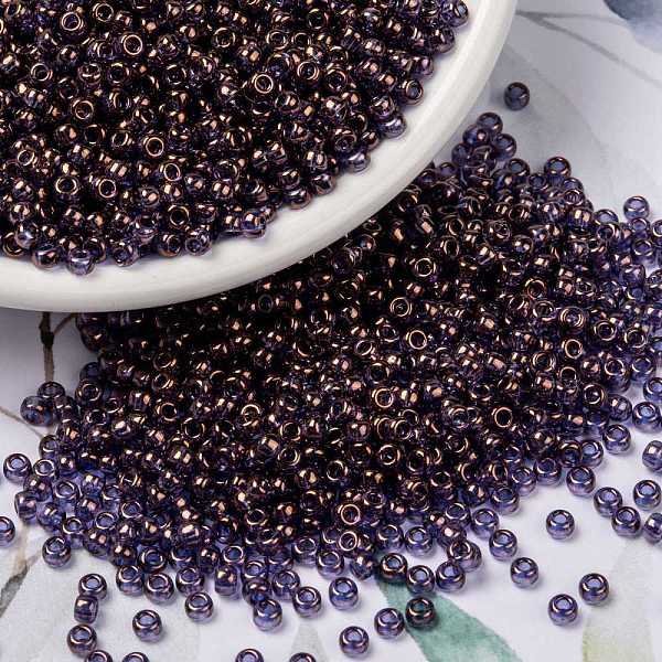 

PandaHall MIYUKI Round Rocailles Beads, Japanese Seed Beads, 8/0, (RR1884) Violet Gold Luster, 3mm, Hole: 1mm, about 2111~2277pcs/50g Glass..., Purple