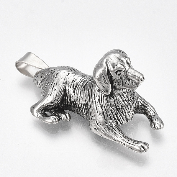 

PandaHall Tibetan Style Alloy Puppy Pendants, Labrador Retriever Dog, Antique Silver, 41x21x18.5mm, Hole: 8.5x3.5mm Alloy Doll