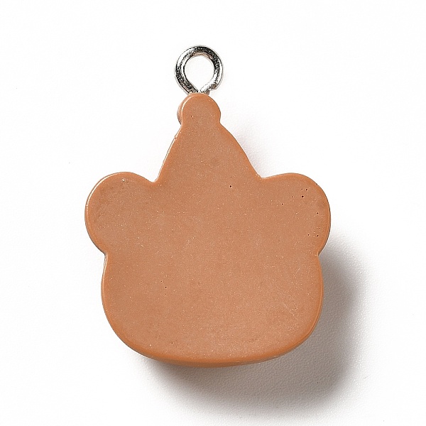 

PandaHall Opaque Resin Pendants, Animal Charm, with Platinum Tone Iron Loops, Peru, Bear, 27x20x8mm, Hole: 2.2mm Iron+Resin Bear Brown