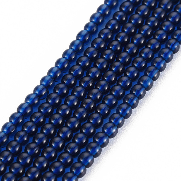

PandaHall Glass Beads Strands, Round, Medium Blue, 2mm, Hole: 0.6mm, about 185~206pcs/strand, 14.37~14.76 inch(36.5~37.5cm) Glass Round