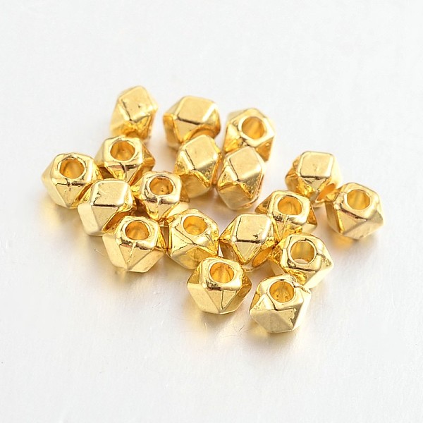 

PandaHall Polyhedron Alloy Finding Beads, Lead Free & Cadmium Free, Golden, 3x3x3mm, Hole: 1mm Alloy Polygon