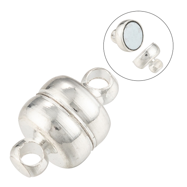 

PandaHall Brass Magnetic Clasps with Loops, Oval, Silver Color Plated, 11x7mm, Hole: 1.5mm Brass Oval