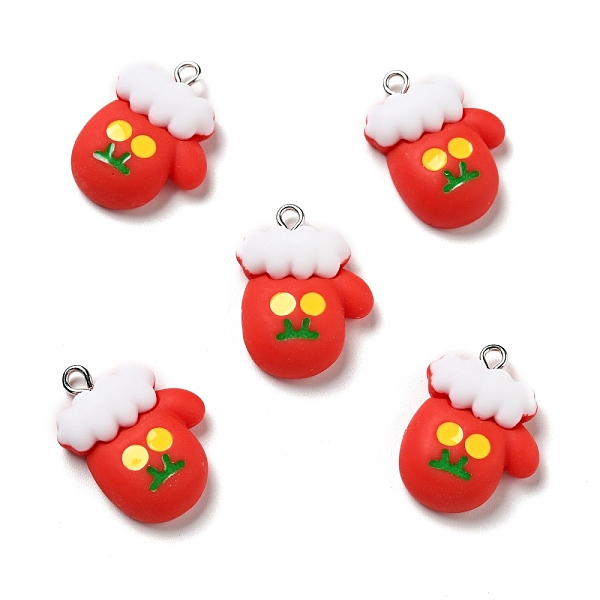 

PandaHall Christmas Opaque Resin Pendants, with Platinum Tone Iron Loops, Glove Charm, Red, 26x19x7mm, Hole: 2x2.1mm Iron+Resin Others Red