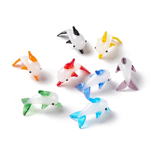 

PandaHall Handmade Lampwork Beads, with Hole, Dolphin Shaped, Mixed Color, 18x26x15.5mm, Hole: 1.2mm Lampwork Dolphin Multicolor