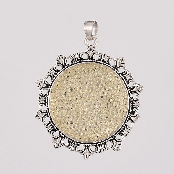 

PandaHall Alloy Resin Pendants, Flower, Antique Silver, 48x41.5x9mm, Hole: 5x6.5mm Alloy+Resin Flower