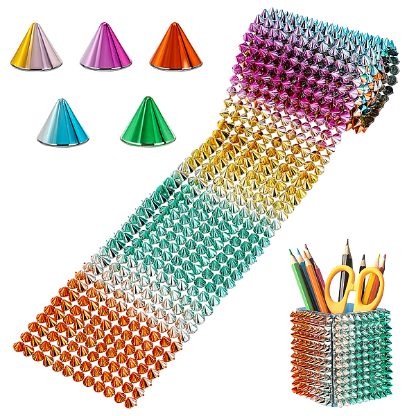 

PandaHall AHANDMAKER 1 Yard Sew Stitch On Spike Stud Strip, 12 Rows Cone Flatback Punk Rock Trim Plastic Trim Mesh Bead for Cosplay...