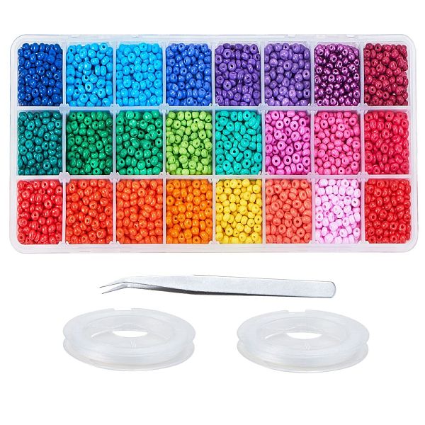 

PandaHall DIY Seed Beads Jewelry Set Making Kits, with Baking Paint Glass Seed Beads, Elastic Crystal String and Tweezers, Mixed Color..., Multicolor