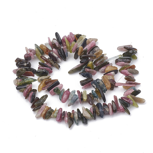 

PandaHall Natural Tourmaline Beads Strands, Chip, 10~30x4~10x1~7mm, Hole: 1mm, about 80~85pcs/strand, 15.55 inch Tourmaline Chip