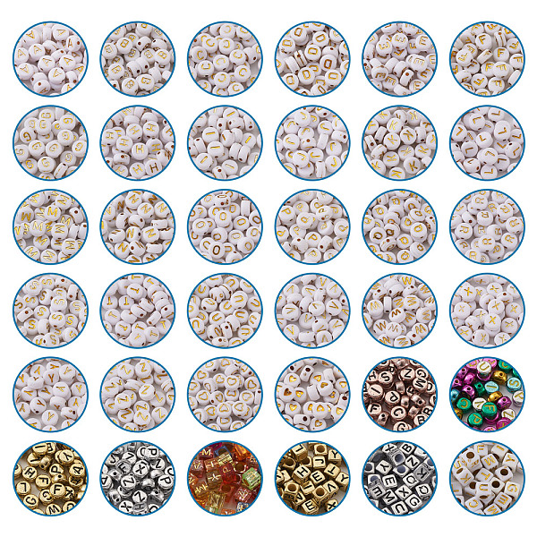 

PandaHall Plating Acrylic Beads, Metal Enlaced, Alphabet Beads, Letter A~Z, 1800pcs/set Acrylic Letter A~Z