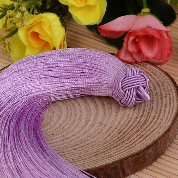 

PandaHall Beautiful Design Nylon Tassel Pendant Decorations, Orchid, 160x18mm, Hole: 4mm Nylon Purple