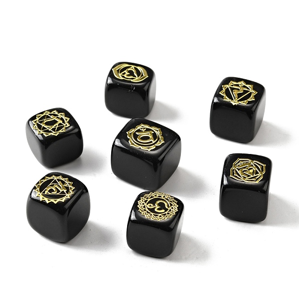 

PandaHall 7Pcs 7 Styles Natural Obsidian Beads, with Long-Lasting Plated Golden Tone Brass Chakra Pattern Slices, Lead Free & Cadmium Free...