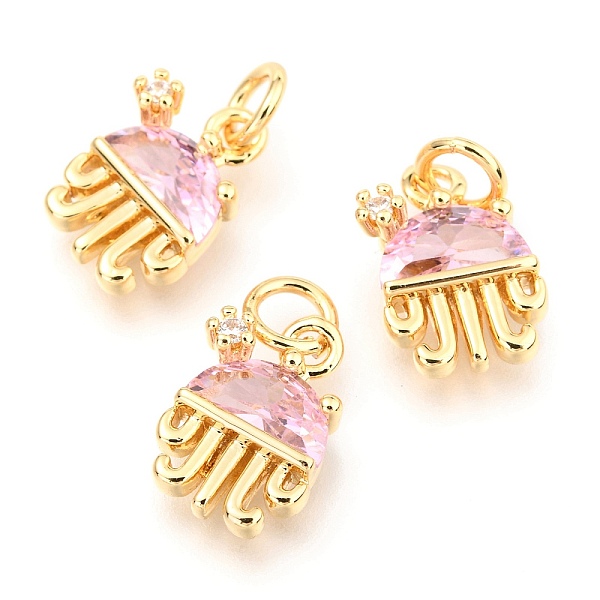 

PandaHall Brass Micro Pave Cubic Zirconia Charms, with Jump Rings, Long-Lasting Plated, Real 18K Gold Plated, Jellyfish Shape, Pearl Pink...