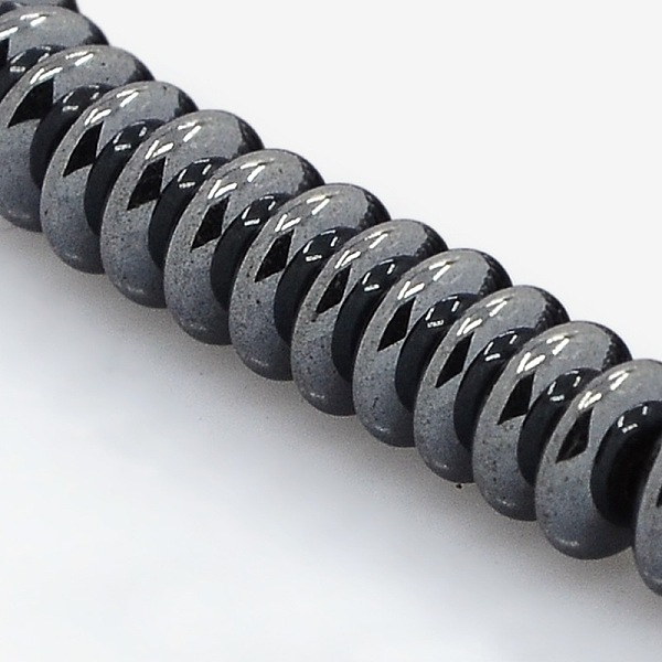 

PandaHall Non-magnetic Synthetic Hematite Beads Strands, Heishi Beads, Disc/Flat Round, Black, 6x2mm, Hole: 0.8mm, about 175pcs/strand, 16...