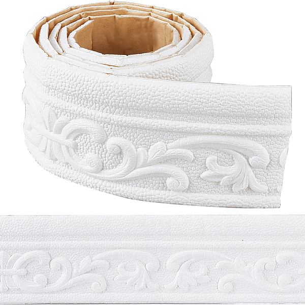 

PandaHall CRASPIRE 82 x 3 Inch Self Adhesive Flexible Foam Trim White Crown Molding Peel and Stick Wallpaper Border 3D Sticky Decorative...