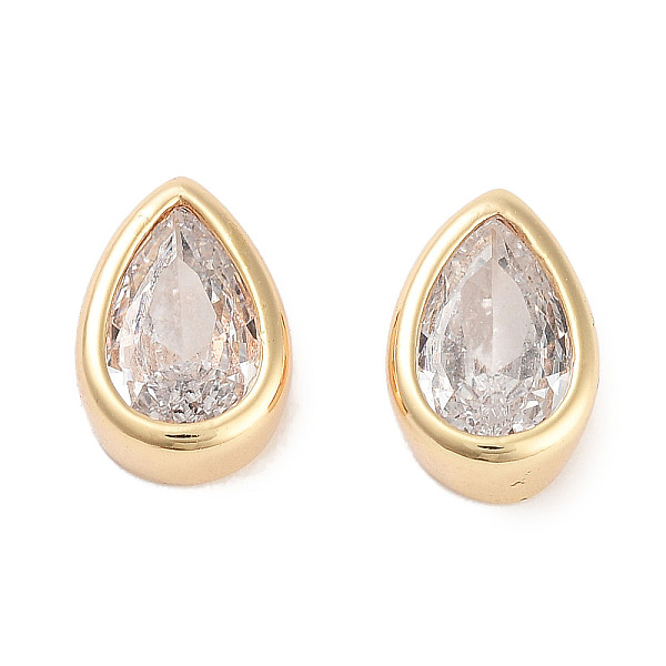 

PandaHall Brass Cubic Zirconia Beads, Teardrop, Real 18K Gold Plated, Clear, 11x8x4mm, Hole: 2.5x1.2mm Brass+Cubic Zirconia Teardrop Clear