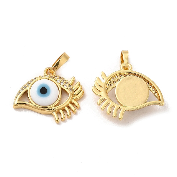 

PandaHall Rack Plating Brass Micro Pave Clear Cubic Zirconia Pendants, with Handmade Evil Eye Lampwork, Cadmium Free & Lead Free..., White