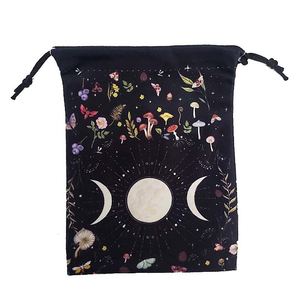 

PandaHall Printed Velvet Packing Pouches, Drawstring Bags, for Presents, Party Favor Gift Bags, Rectangle, Flower, 18x13cm Velvet Flower