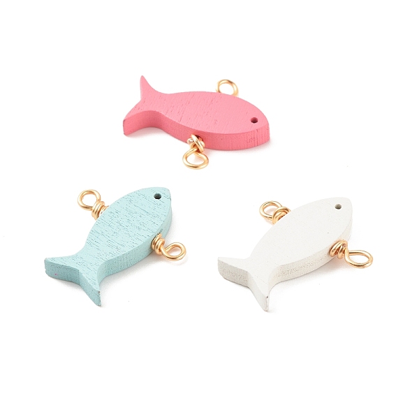 

PandaHall Spray Painted Wood Connector Charms, with Golden Tone Copper Wire Loops, Fish, Mixed Color, 26x29x4.5mm, Hole: 3.5mm Wood Fish..., Multicolor