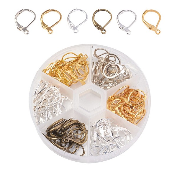

PandaHall Brass Leverback Earring Findings, with Loop, Silver & Platinum & Golden & Antique Bronze, 15x10mm, Hole: 1mm, 20pcs/compartment..., Multicolor