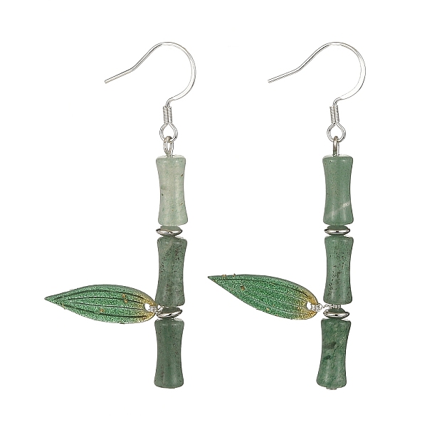 

PandaHall Natural Green Aventurine Bamboo Dangle Earrings, 304 Stainless Steel Long Drop Earrings for Women, Green, 62x28mm Green Aventurine...