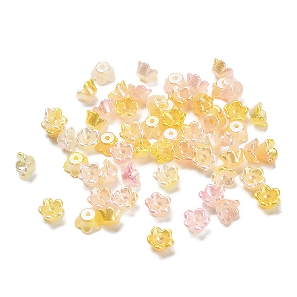 ABS Plastic Bead Caps, Flower, Gold, 8x8x4mm, Hole: 1.2mm